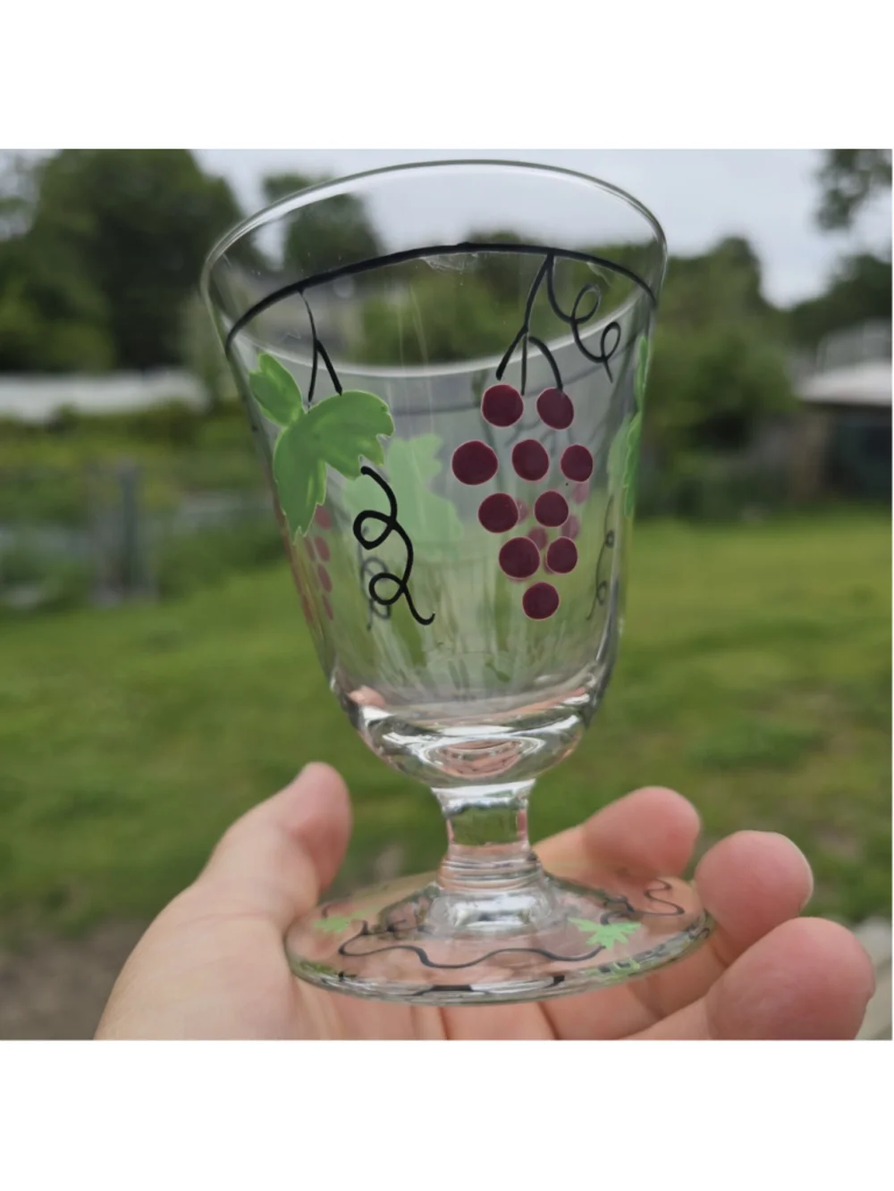 MCM Mid Century Hand Painted Franciscan Ware Wine Glasses Goblets 6 pc Set